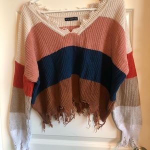 ❤️Distressed Cropped Knit Sweater❤️